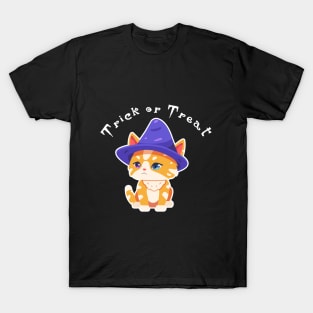 cute chibi witch cat for halloween T-Shirt